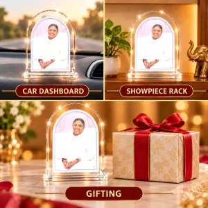 Mata Amritanandamayi L Shape Acrylic Showpiece 3 X 3.5 Inch For Home, Office And Car (F175980) Mata Amritanandamayi L Shape Acrylic Showpiece 3 X 3.5 Inch For Home, Office And Car (F175980)
