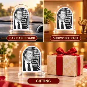 Bill Gates L Shape Acrylic Showpiece 3 X 3.5 Inch For Home, Office And Car (F175986)