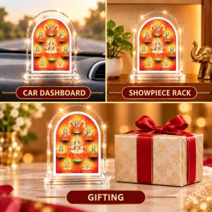 Ashta Lakshmi L Shape Acrylic Showpiece 3 X 3.5 Inch For Home, Office And Car (F176051)