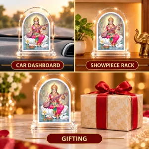 Goddess Saraswati L Shape Acrylic Showpiece 3 X 3.5 Inch For Home, Office And Car (F176055) Goddess Saraswati L Shape Acrylic Showpiece 3 X 3.5 Inch For Home, Office And Car (F176055)