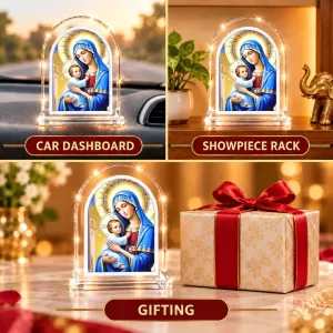 Virgin Mary And Baby Jesus L Shape Acrylic Showpiece 3 X 3.5 Inch For Home, Office And Car (F176079) Virgin Mary And Baby Jesus L Shape Acrylic Showpiece 3 X 3.5 Inch For Home, Office And Car (F176079)