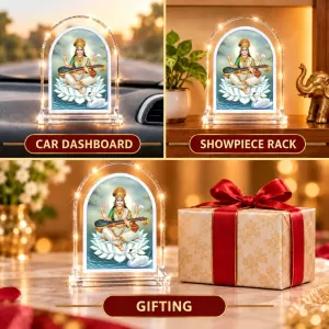 Goddess Saraswati L Shape Acrylic Showpiece 3 X 3.5 Inch For Home, Office And Car (F176099) Goddess Saraswati L Shape Acrylic Showpiece 3 X 3.5 Inch For Home, Office And Car (F176099)