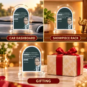 Bill Gates L Shape Acrylic Showpiece 3 X 3.5 Inch For Home, Office And Car (F176143)