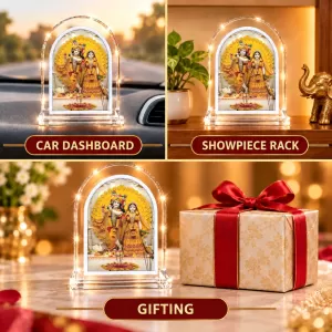 Radha Krishna L Shape Acrylic Showpiece 3 X 3.5 Inch For Home, Office And Car (F176145)