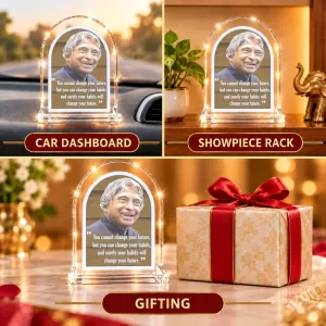 A. P. J. Abdul Kalam L Shape Acrylic Showpiece 3 X 3.5 Inch For Home, Office And Car (F176166)