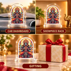 Kali Maa L Shape Acrylic Showpiece 3 X 3.5 Inch For Home, Office And Car (F176189)