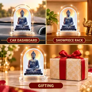 Buddha L Shape Acrylic Showpiece 3 X 3.5 Inch For Home, Office And Car (F176192)