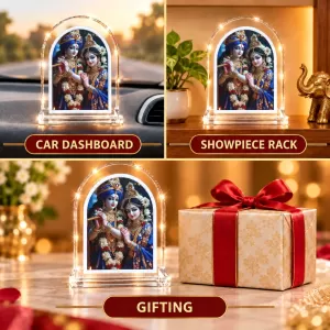 Radha Krishna L Shape Acrylic Showpiece 3 X 3.5 Inch For Home, Office And Car (F176208)