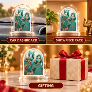 Radha Krishna L Shape Acrylic Showpiece 3 X 3.5 Inch For Home, Office And Car (F176209)