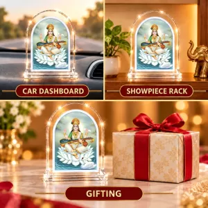 Goddess Saraswati L Shape Acrylic Showpiece 3 X 3.5 Inch For Home, Office And Car (F176228) Goddess Saraswati L Shape Acrylic Showpiece 3 X 3.5 Inch For Home, Office And Car (F176228)