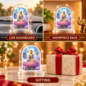 Buddha L Shape Acrylic Showpiece 3 X 3.5 Inch For Home, Office And Car (F176234)