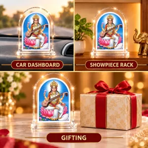 Goddess Saraswati L Shape Acrylic Showpiece 3 X 3.5 Inch For Home, Office And Car (F176244) Goddess Saraswati L Shape Acrylic Showpiece 3 X 3.5 Inch For Home, Office And Car (F176244)