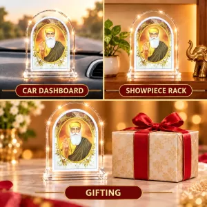 Guru Nanak Dev Ji L Shape Acrylic Showpiece 3 X 3.5 Inch For Home, Office And Car (F176260)