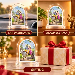 Radha Krishna L Shape Acrylic Showpiece 3 X 3.5 Inch For Home, Office And Car (F176265)
