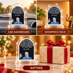Bill Gates L Shape Acrylic Showpiece 3 X 3.5 Inch For Home, Office And Car (F176324)