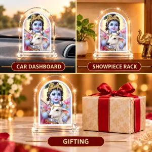 Lord Krishna L Shape Acrylic Showpiece 3 X 3.5 Inch For Home, Office And Car (F176327)