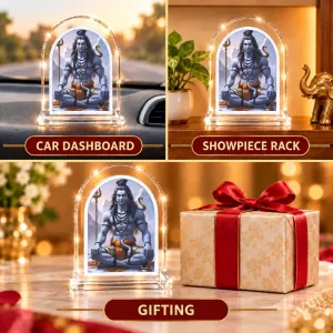 Lord Shiva L Shape Acrylic Showpiece 3 X 3.5 Inch For Home, Office And Car (F176339)