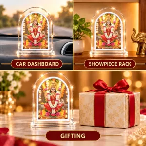 Maa Lakshmi L Shape Acrylic Showpiece 3 X 3.5 Inch For Home, Office And Car (F176366) Maa Lakshmi L Shape Acrylic Showpiece 3 X 3.5 Inch For Home, Office And Car (F176366)