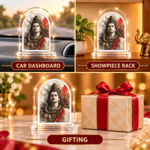 Lord Shiva L Shape Acrylic Showpiece 3 X 3.5 Inch For Home, Office And Car (F176369)