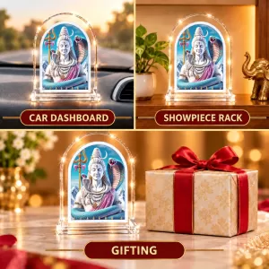 Lord Shiva L Shape Acrylic Showpiece 3 X 3.5 Inch For Home, Office And Car (F176390)