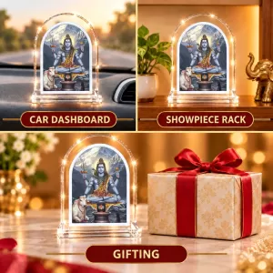 Lord Shiva L Shape Acrylic Showpiece 3 X 3.5 Inch For Home, Office And Car (F176391)