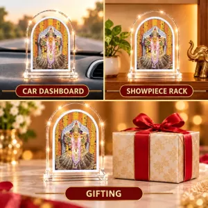 Goddess Nimishamba Devi L Shape Acrylic Showpiece 3 X 3.5 Inch For Home, Office And Car (F176396)