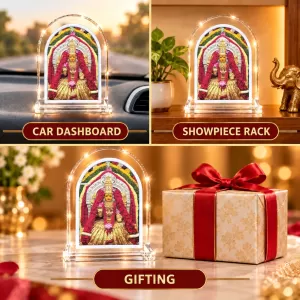 Goddess Nimishamba Devi L Shape Acrylic Showpiece 3 X 3.5 Inch For Home, Office And Car (F176398)