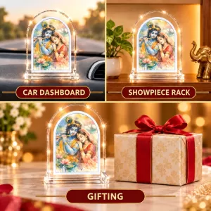 Radha Krishna L Shape Acrylic Showpiece 3 X 3.5 Inch For Home, Office And Car (F176407)