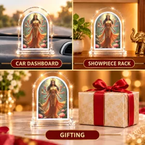 Maa Ganga L Shape Acrylic Showpiece 3 X 3.5 Inch For Home, Office And Car (F176418)