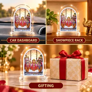 Lord Jagannath Balaram And Subhadra L Shape Acrylic Showpiece 3 X 3.5 Inch For Home, Office And Car (F176431) Lord Jagannath Balaram And Subhadra L Shape Acrylic Showpiece 3 X 3.5 Inch For Home, Office And Car (F176431)