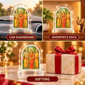 Ram Sita Lakshman L Shape Acrylic Showpiece 3 X 3.5 Inch For Home, Office And Car (F176432) Ram Sita Lakshman L Shape Acrylic Showpiece 3 X 3.5 Inch For Home, Office And Car (F176432)