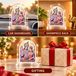 Radha Krishna L Shape Acrylic Showpiece 3 X 3.5 Inch For Home, Office And Car (F176444)