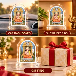 Raghavendra Swami L Shape Acrylic Showpiece 3 X 3.5 Inch For Home, Office And Car (F176446) Raghavendra Swami L Shape Acrylic Showpiece 3 X 3.5 Inch For Home, Office And Car (F176446)