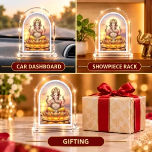 Lord Ganesha L Shape Acrylic Showpiece 3 X 3.5 Inch For Home, Office And Car (F176463) Lord Ganesha L Shape Acrylic Showpiece 3 X 3.5 Inch For Home, Office And Car (F176463)
