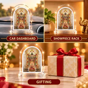 God Venkatswarar L Shape Acrylic Showpiece 3 X 3.5 Inch For Home, Office And Car (F176490)