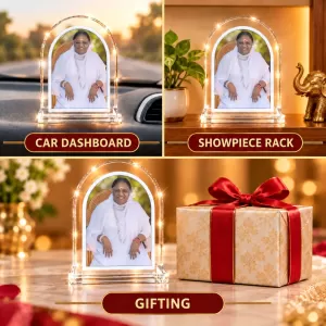 Maa Amritanandamayi L Shape Acrylic Showpiece 3 X 3.5 Inch For Home, Office And Car (F176502) Maa Amritanandamayi L Shape Acrylic Showpiece 3 X 3.5 Inch For Home, Office And Car (F176502)