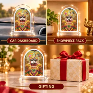 Lord Jagannath L Shape Acrylic Showpiece 3 X 3.5 Inch For Home, Office And Car (F176536)