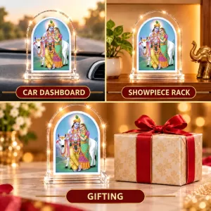 Radha Krishna L Shape Acrylic Showpiece 3 X 3.5 Inch For Home, Office And Car (F176541)
