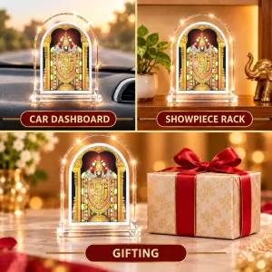 Lord Venkateswara L Shape Acrylic Showpiece 3 X 3.5 Inch For Home, Office And Car (F176558)