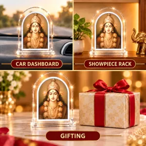 Maa Durga L Shape Acrylic Showpiece 3 X 3.5 Inch For Home, Office And Car (F176560) Maa Durga L Shape Acrylic Showpiece 3 X 3.5 Inch For Home, Office And Car (F176560)