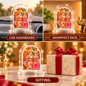 Radha Krishna L Shape Acrylic Showpiece 3 X 3.5 Inch For Home, Office And Car (F176569)