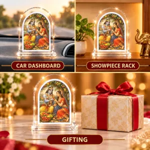 Radha Krishna L Shape Acrylic Showpiece 3 X 3.5 Inch For Home, Office And Car (F176570)