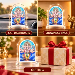 Lord Ganesha L Shape Acrylic Showpiece 3 X 3.5 Inch For Home, Office And Car (F176592) Lord Ganesha L Shape Acrylic Showpiece 3 X 3.5 Inch For Home, Office And Car (F176592)