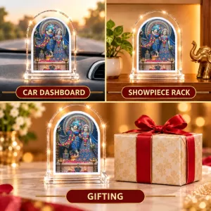 Radha Krishna L Shape Acrylic Showpiece 3 X 3.5 Inch For Home, Office And Car (F176594)