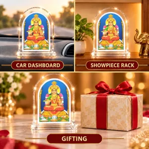 Goddess Lakshmi L Shape Acrylic Showpiece 3 X 3.5 Inch For Home, Office And Car (F176599)