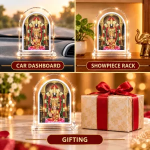 God Venkatswar L Shape Acrylic Showpiece 3 X 3.5 Inch For Home, Office And Car (F176608)