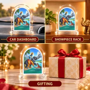 Lord Krishna L Shape Acrylic Showpiece 3 X 3.5 Inch For Home, Office And Car (F176622)
