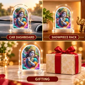 Lord Krishna L Shape Acrylic Showpiece 3 X 3.5 Inch For Home, Office And Car (F176642)