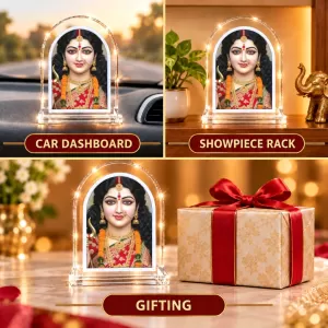 Durga Maa L Shape Acrylic Showpiece 3 X 3.5 Inch For Home, Office And Car (F176646)