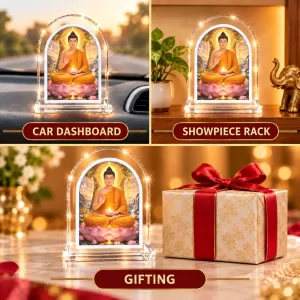 Buddha L Shape Acrylic Showpiece 3 X 3.5 Inch For Home, Office And Car (F176652) Buddha L Shape Acrylic Showpiece 3 X 3.5 Inch For Home, Office And Car (F176652)